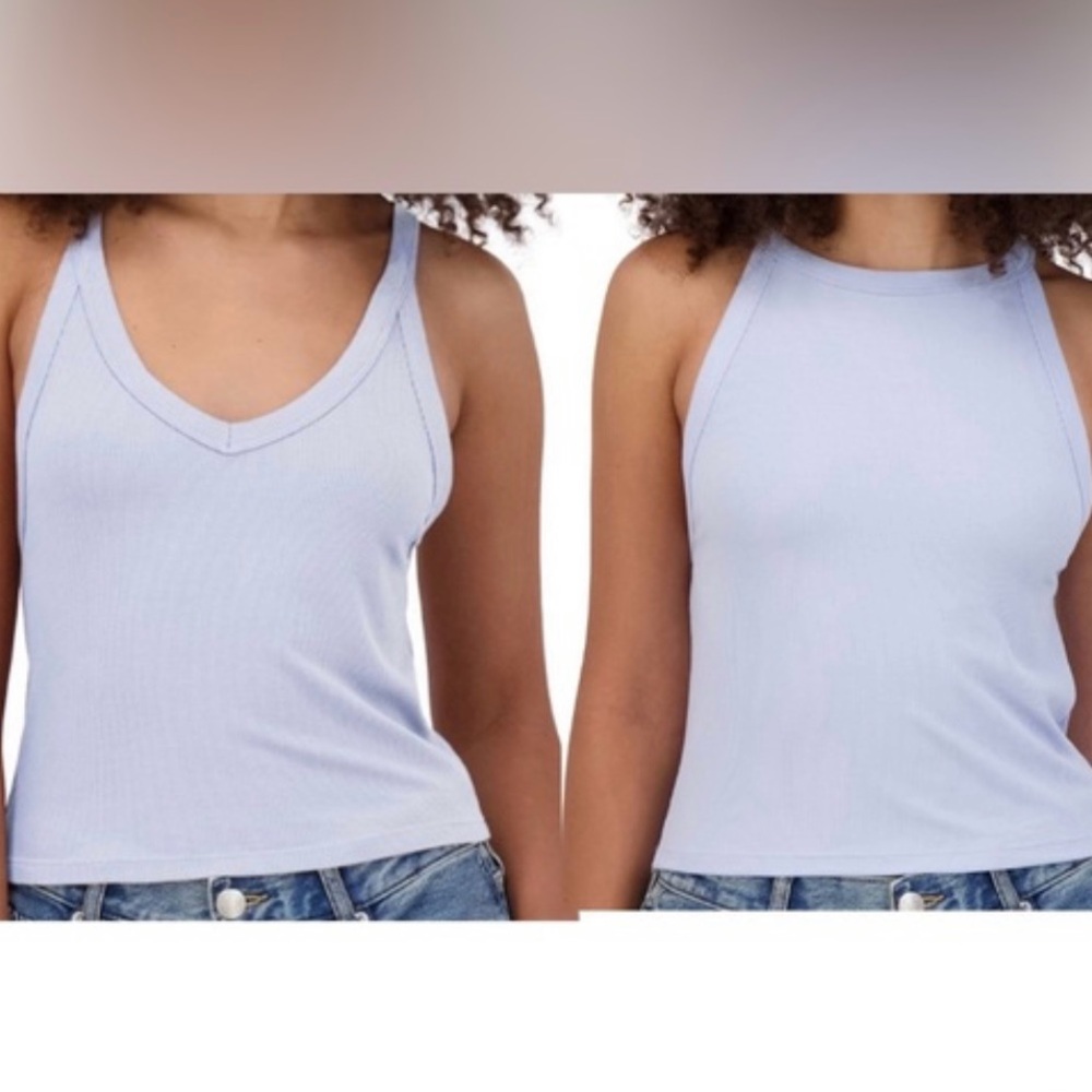Aeropostale Light Blue Ribbed Tank Top Duo - Women's